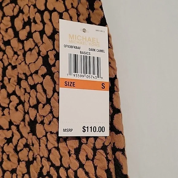 NWT Michael Michael Kors women's as textured pull-on pants in dark camel - Picture 8 of 10